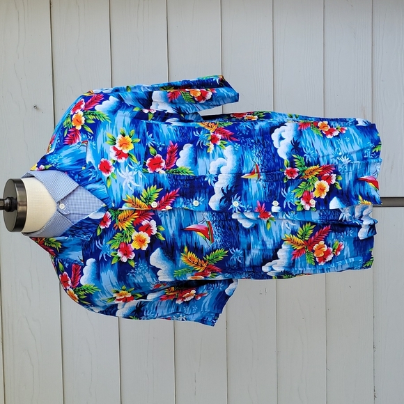 POLO RALPH LAUREN Caldwell Vintage Blue Pink Floral Beach XL‎ SS Hawaiian Shirt